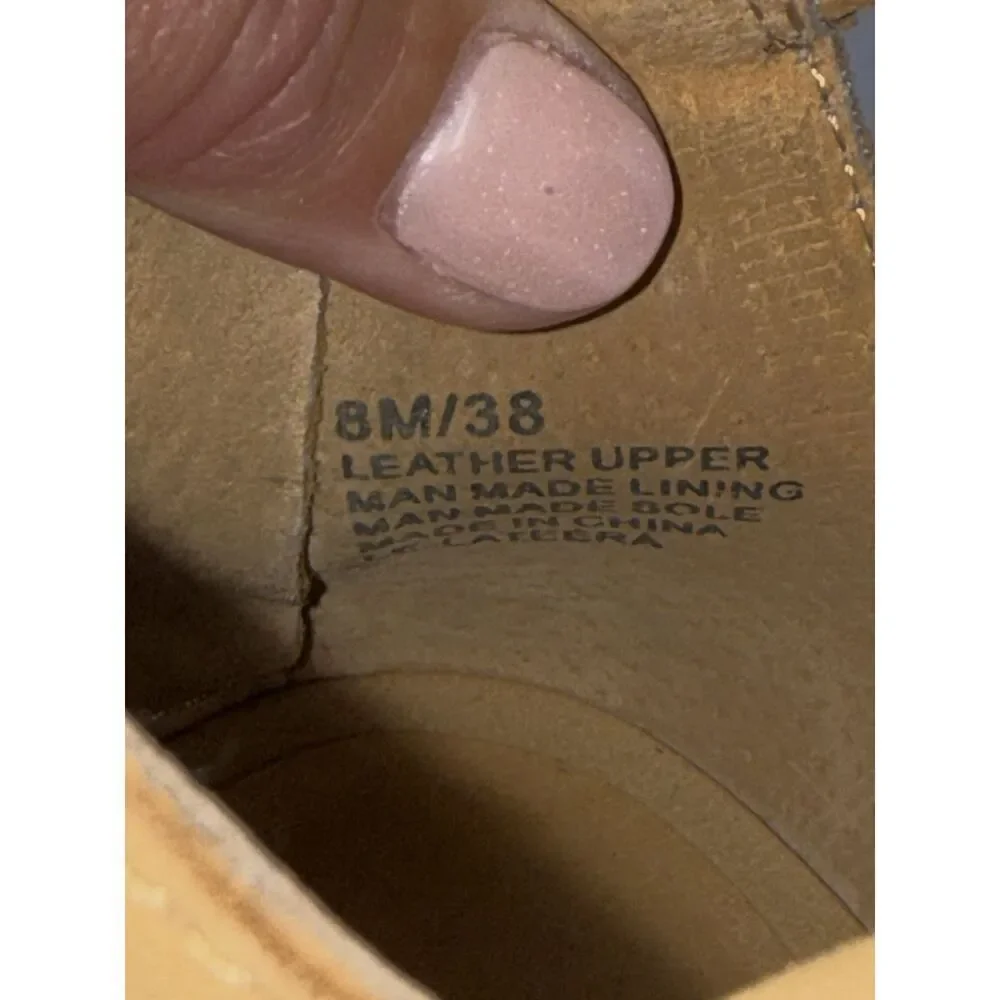 Lucky‎ Brand Strappy Wedge Espadrille Platform Boho Tan Leather Gladiator 8/38 - Picture 12 of 16